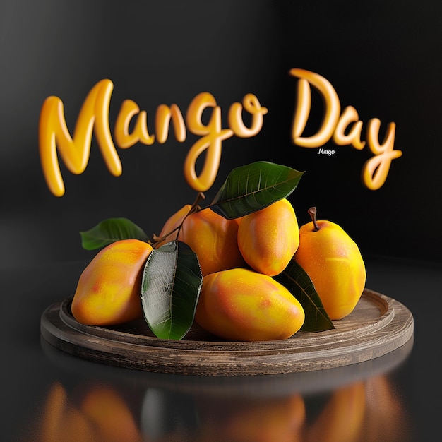 Photo mango day logo typography 3d photo typography