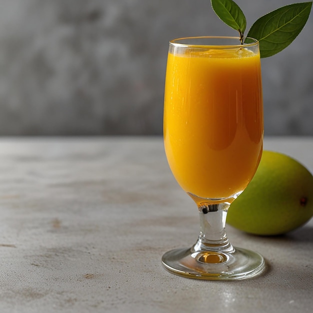 mango juice in a gleaming glass