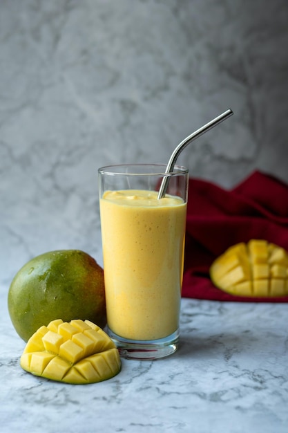 Mango Juice with sliced squre mango