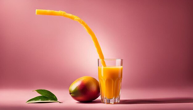 Photo mango juice with a straw