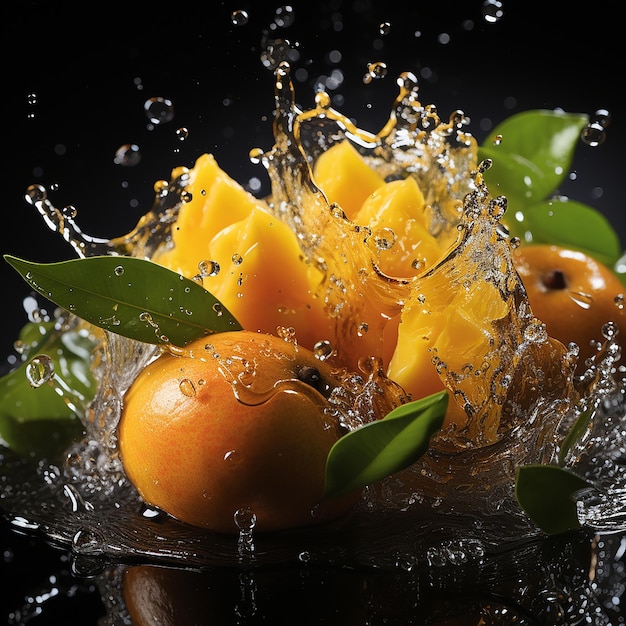 Mango photo with water splash