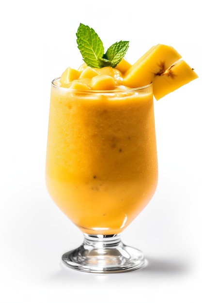 Mango and pine apple punch isolated on colored background