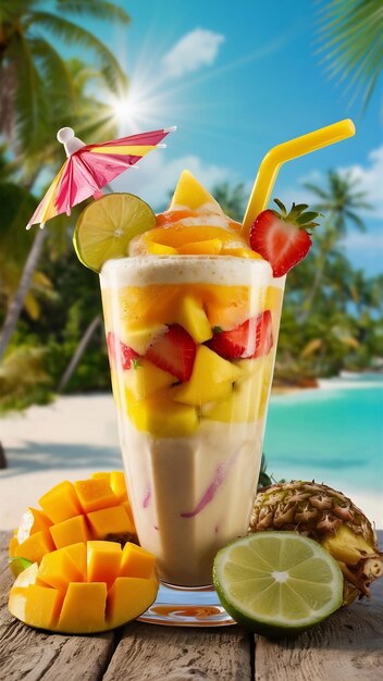 Mango shake fresh tropical fruit smoothies