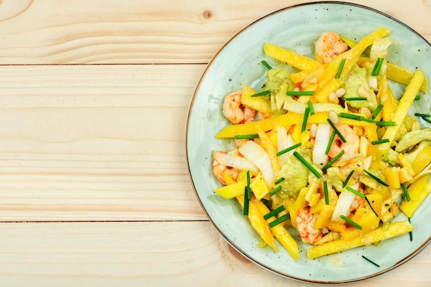 Mango shrimps salad seafood