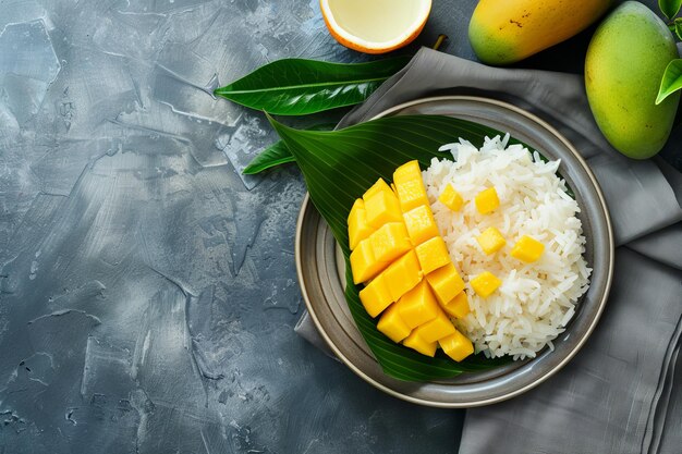 Photo mango sticky rice a traditional thai dessert