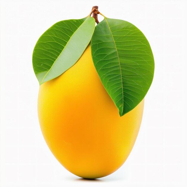 mango with leaf on e white background