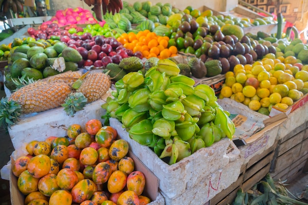 Mangoes, pineapples, carambola and other tropical fruits.