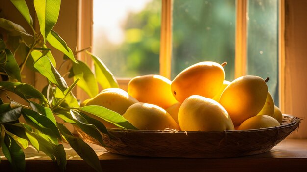 Mangoes on a Sunlit Windowsill