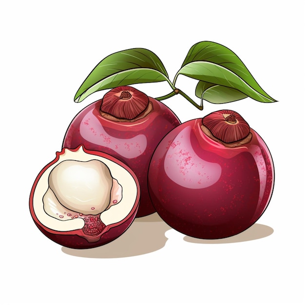 Mangosteen 2d vector illustration cartoon in white background