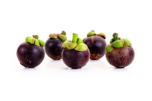 Mangosteen on white background