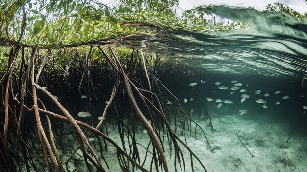 Photo mangrove forest underwater