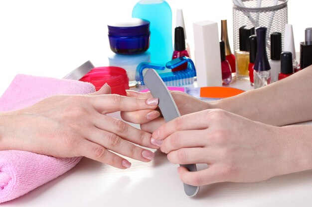 Manicure process in beautiful salon