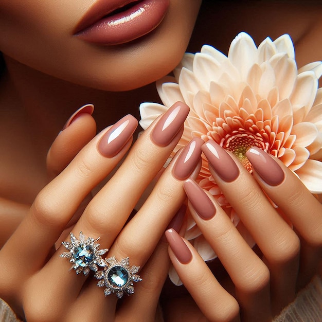 manicured hands and flower