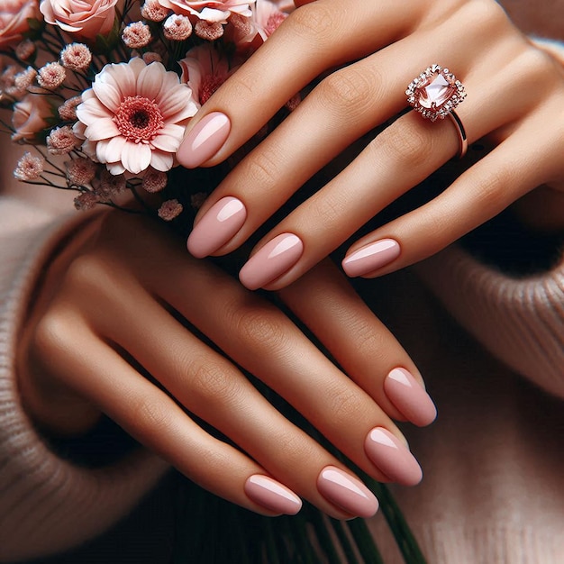 manicured hands and flower