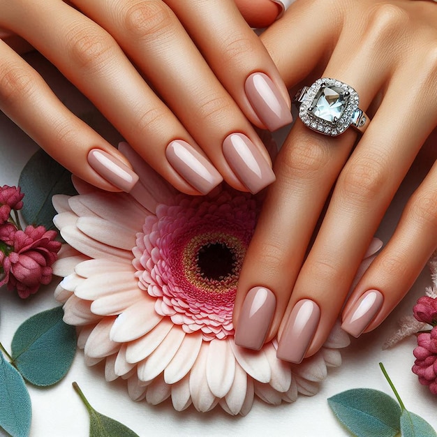 manicured hands and flower