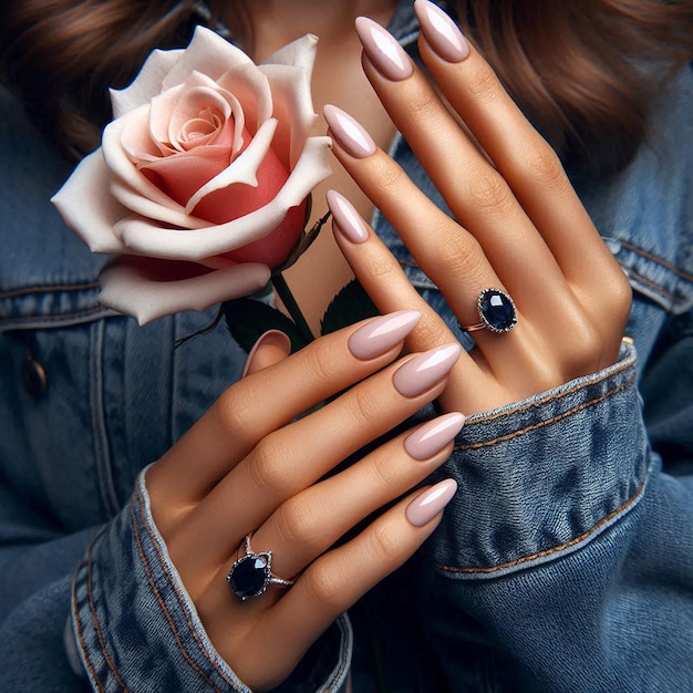 a manicured woman with gem ring