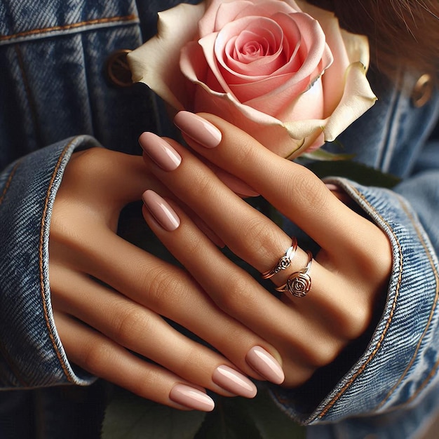 a manicured woman with gem ring