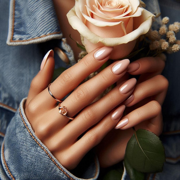 a manicured woman with gem ring