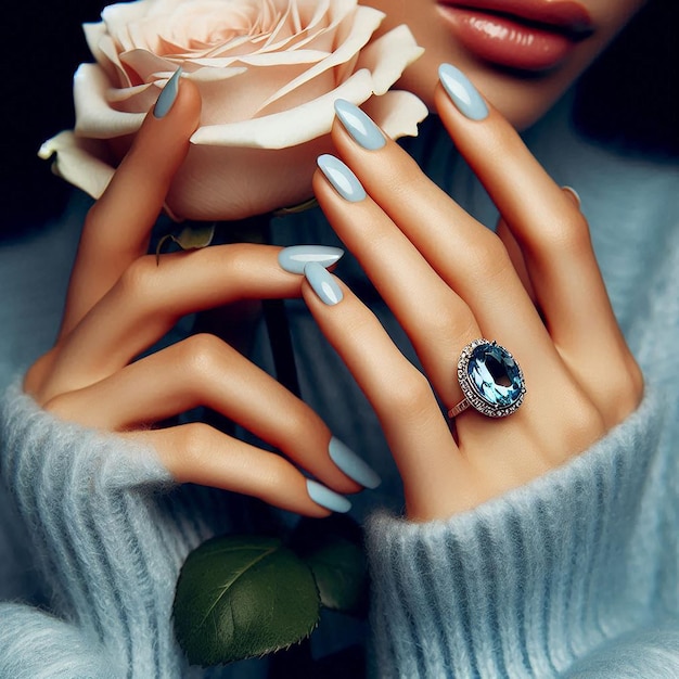 Photo a manicured woman with gem ring