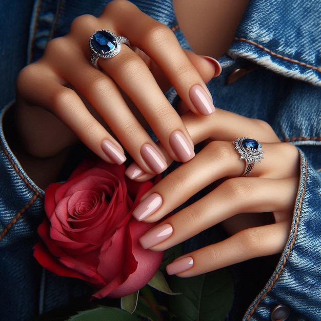 Photo a manicured woman with gem ring