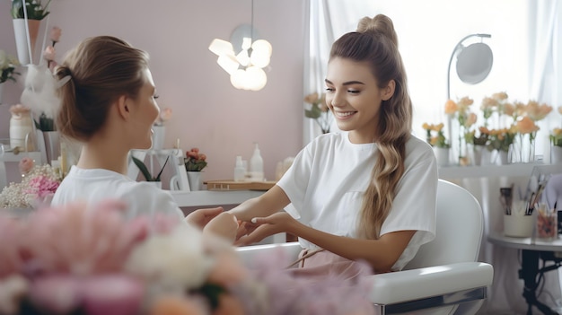 Photo manicurist doing manicure