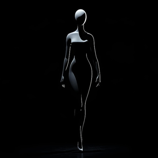 Photo a mannequin wearing a black dress with a white mask on it