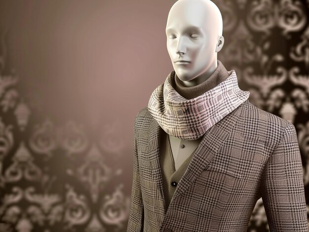 Photo a mannequin wearing a jacket with a scarf around it