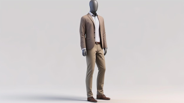 Photo a mannequin wearing a suit with a shirt and tie