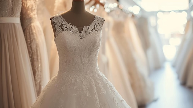 a mannequin with a bridal dress on it