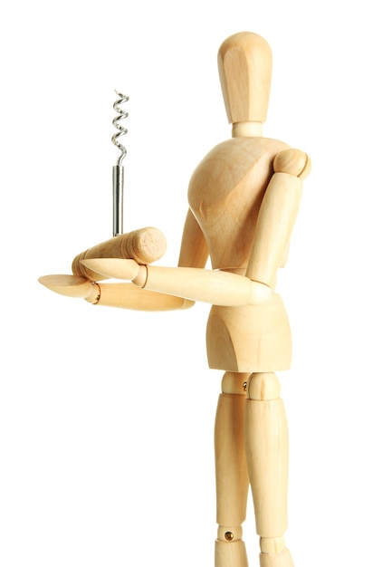 Mannequin with corkscrew, isolated on  white