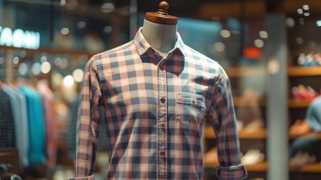 a mannequin with a plaid shirt on it