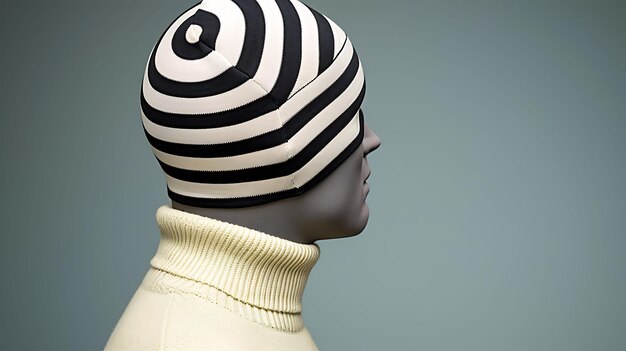 Photo mannequin with striped hat