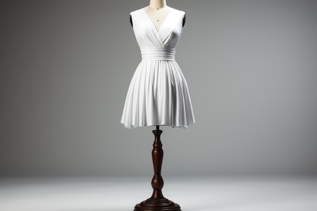 Photo a mannequin with a white dress on it is standing on a stand