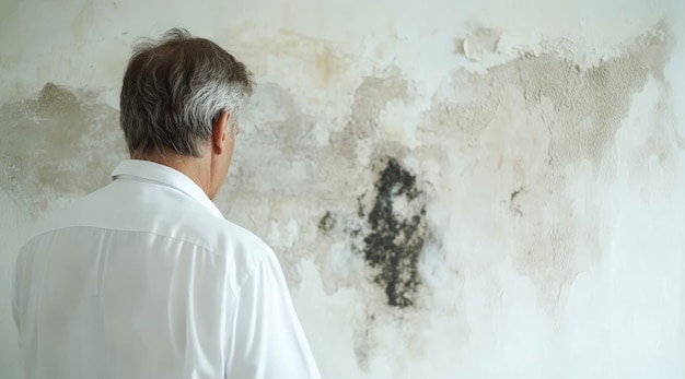 A Mans Touch Confronting the Mold on a Wall a poignant exploration of decay and renewal