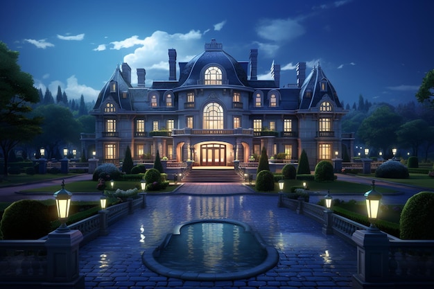 A a mansion creating a sense of serene