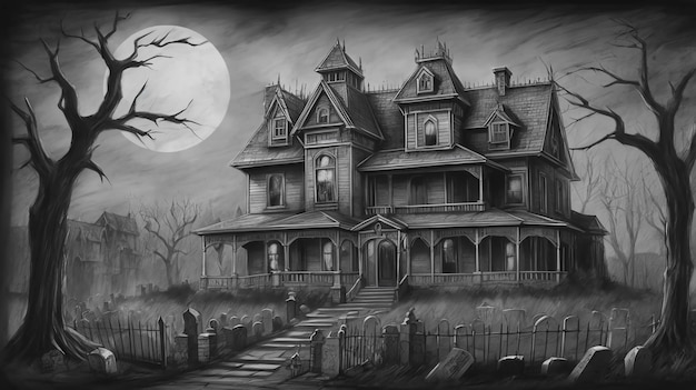 Mansion of Mystery Horror Themed Digital Poster