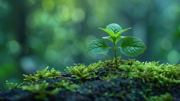 mansoon season newly grown plant with blurred green background