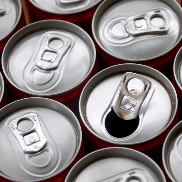 Many aluminium soda drink cans Advertising for Soda drinks or tin cans mass manufacturing