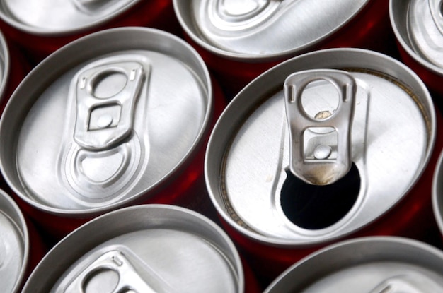 Many aluminium soda drink cans Advertising for Soda drinks or tin cans mass manufacturing