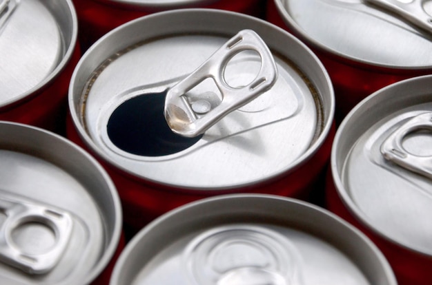 Many aluminium soda drink cans Advertising for Soda drinks or tin cans mass manufacturing