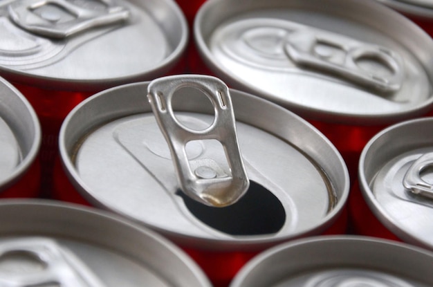 Many aluminium soda drink cans Advertising for Soda drinks or tin cans mass manufacturing