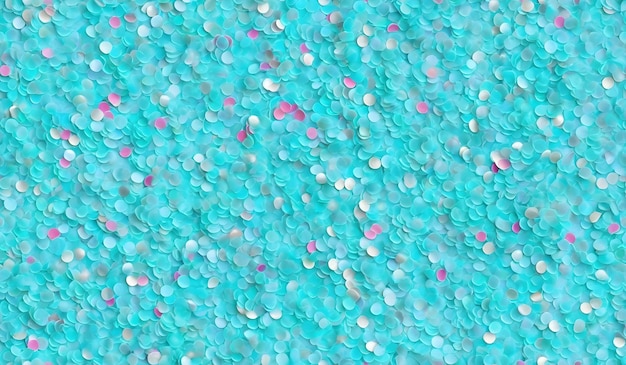 Many blurred bright confetti on turquoise gradient background