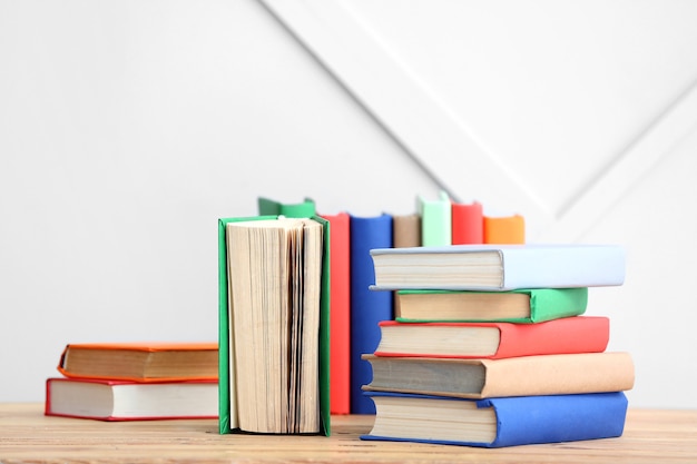 Many books on table indoors