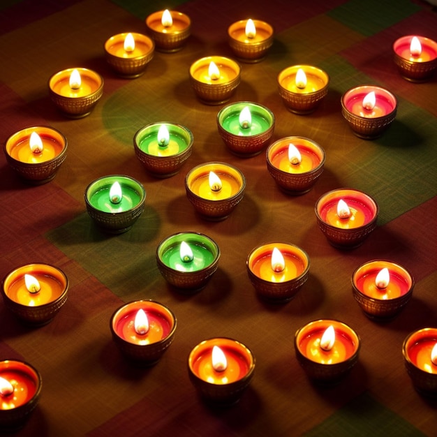 Photo many candles are lit up on a table with one that says  holiday