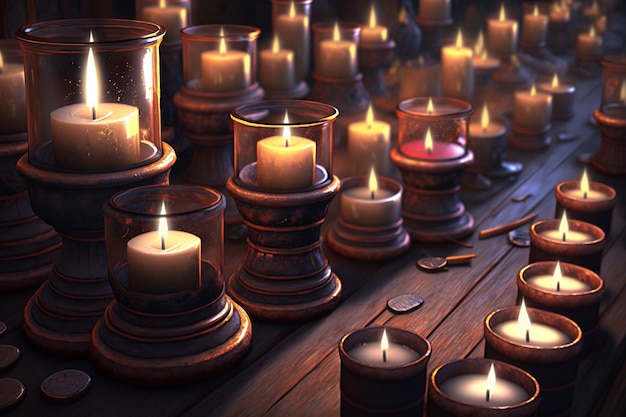 Many candles in the dark AI Generated