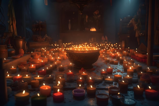 Many candles for the Indian holiday Diwali Neural network AI generated