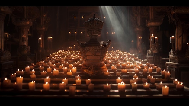 Many candles in the temple Generative AI