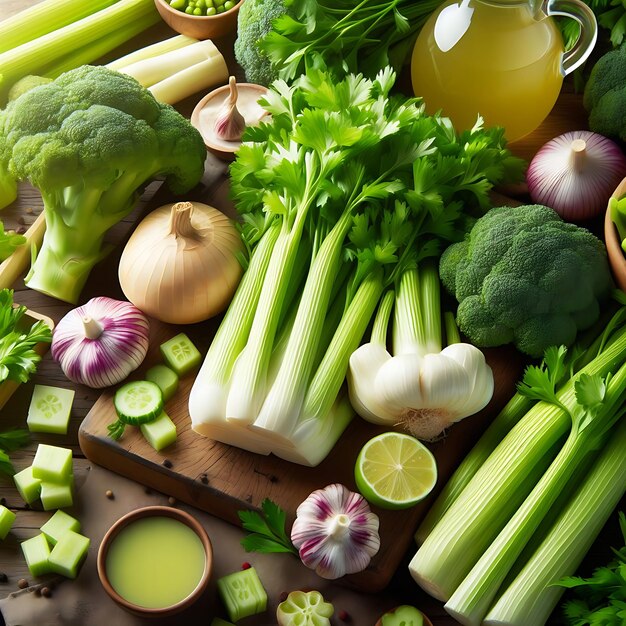 Many celery and other vegetables healthy lifestyle