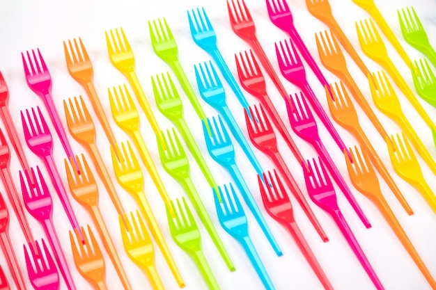 Many color plastic forks