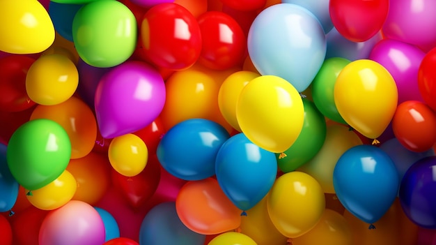 Photo many colorful balloons decorated wall as background